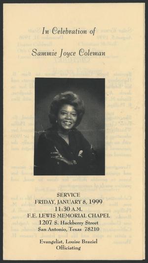 Primary view of object titled '[Funeral Program for Sammie Joyce Coleman, January 8, 1999]'.