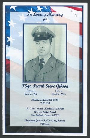 Primary view of object titled '[Funeral Program for TSgt. Frank Steve Gibson, April 13, 2015]'.