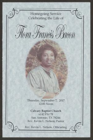 Primary view of object titled '[Funeral Program for Flora Francis Bacon, September 7, 2017]'.