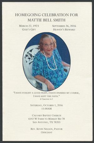 Primary view of object titled '[Funeral Program for Mattie Bell Smith, October 1, 2016]'.