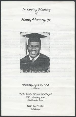 Primary view of object titled '[Funeral Program for Henry Mooney Jr., April 30, 1998]'.