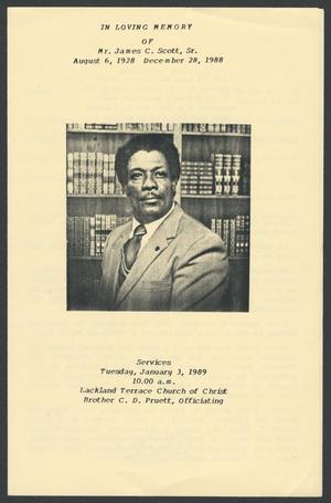Primary view of object titled '[Funeral Program for Mr. James C. Scott, Sr., January 3, 1989]'.