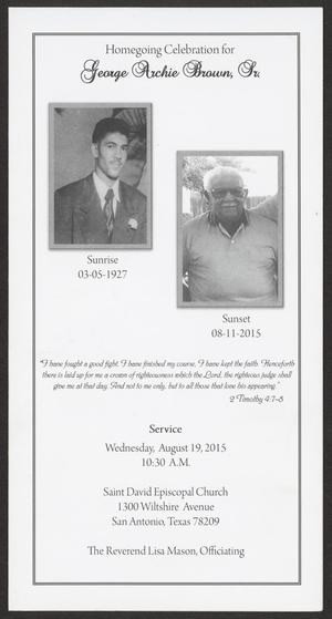Primary view of object titled '[Funeral Program for George Archie Brown Sr, August 19, 2015]'.