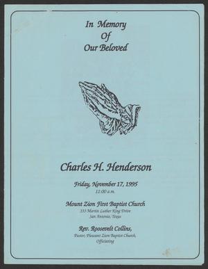 Primary view of object titled '[Funeral Program for Charles H. Henderson, November 17, 1995]'.