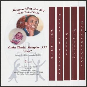 Primary view of object titled '[Funeral Program for Luther Charles Hampton, JJJ "Toot", December 7, 2015]'.