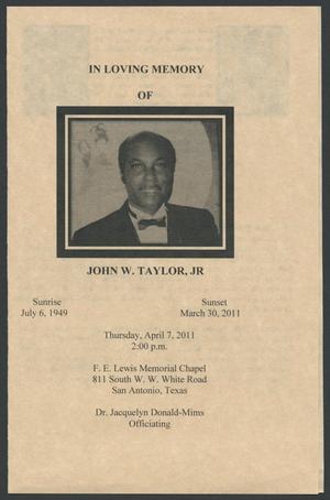 Primary view of object titled '[Funeral Program for John W. Taylor, Jr., April 7, 2011]'.