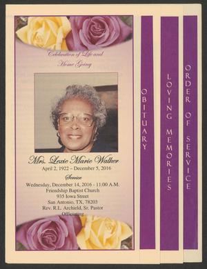 Primary view of object titled '[Funeral Program for Mrs. Lexie Marie Walker, December 14, 2016]'.
