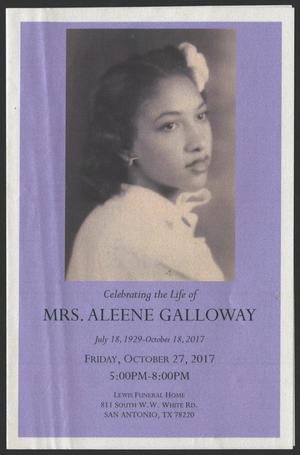 Primary view of object titled '[Funeral Program for Mrs. Aleene Galloway, October 27, 2017]'.