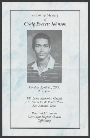 Primary view of object titled '[Funeral Program for Craig Everett Johnson, April 10, 2000]'.