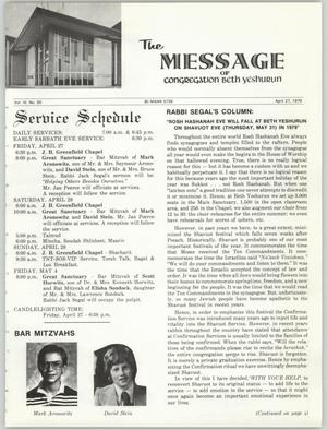 Primary view of object titled 'The Message, Volume 6, Number 30, April 1979'.