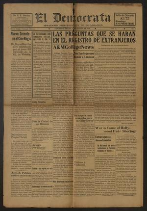 Primary view of object titled 'El Democrata (San Diego, Tex.), Vol. 5, No. 4, Ed. 1 Friday, August 16, 1940'.