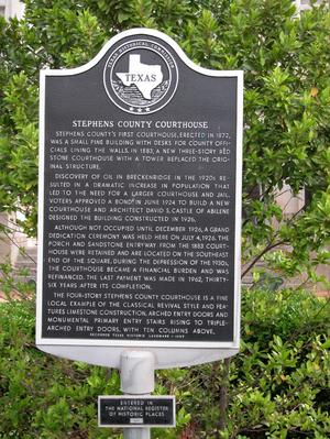 Primary view of object titled 'Stephens County Courthouse, Historic Plaque'.