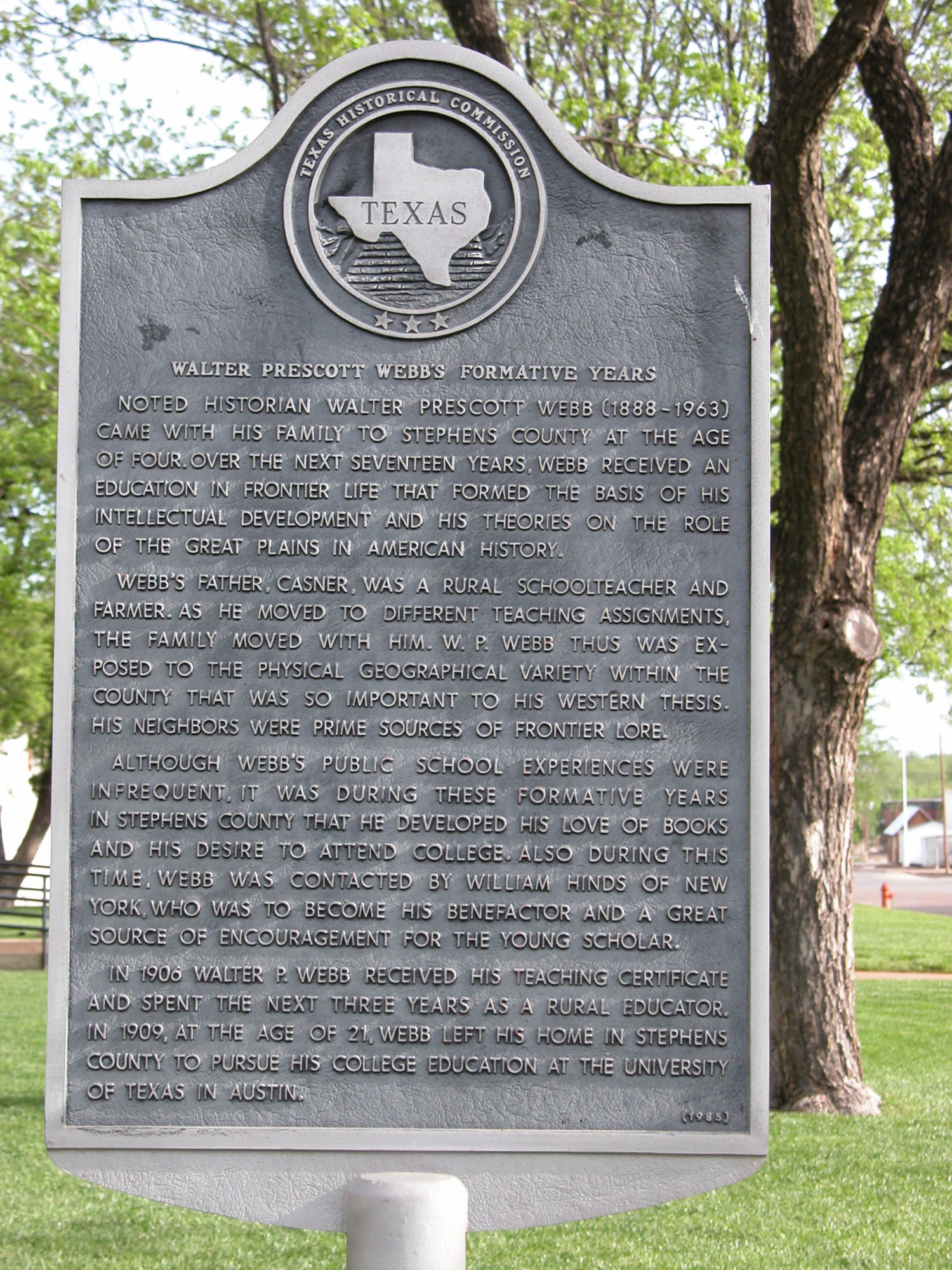 Historic Plaque, Walter Prescott Webb's Formative Years
                                                
                                                    [Sequence #]: 1 of 1
                                                