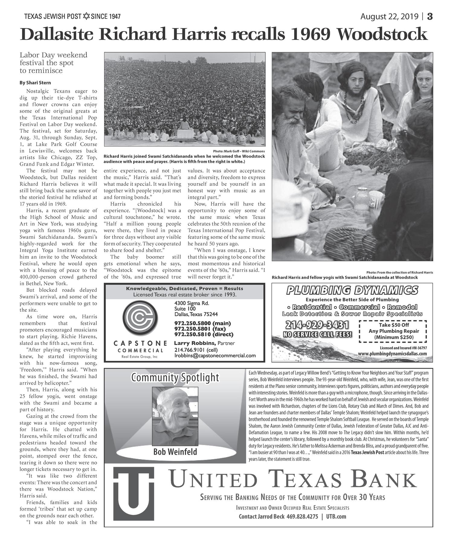 Texas Jewish Post (Dallas, Tex.), Vol. 73, No. 34, Ed. 1 Thursday, August 22, 2019
                                                
                                                    [Sequence #]: 3 of 16
                                                