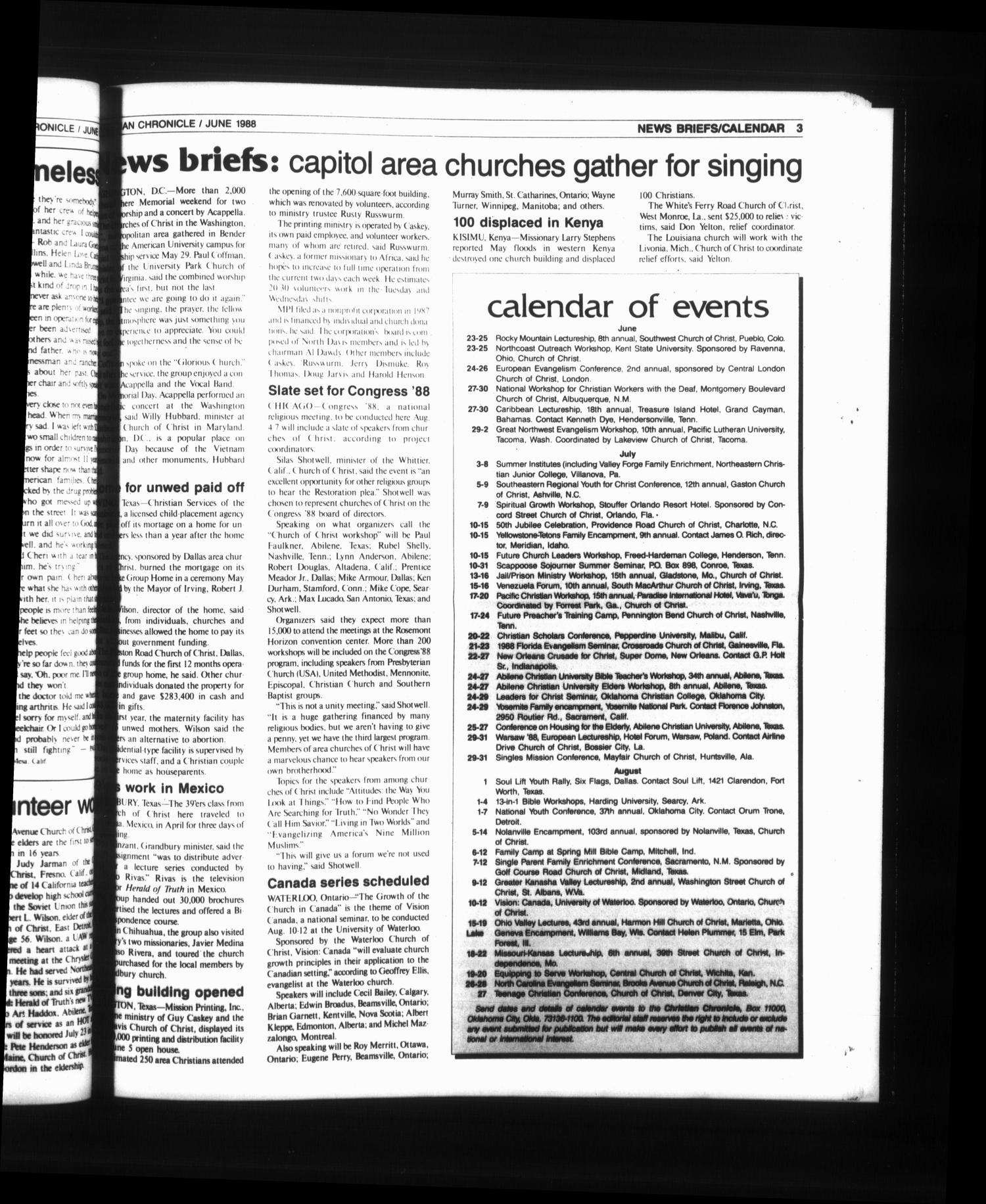 The Christian Chronicle (Oklahoma City, Okla.), Vol. 45, No. 6, Ed. 1 Wednesday, June 1, 1988
                                                
                                                    [Sequence #]: 3 of 28
                                                