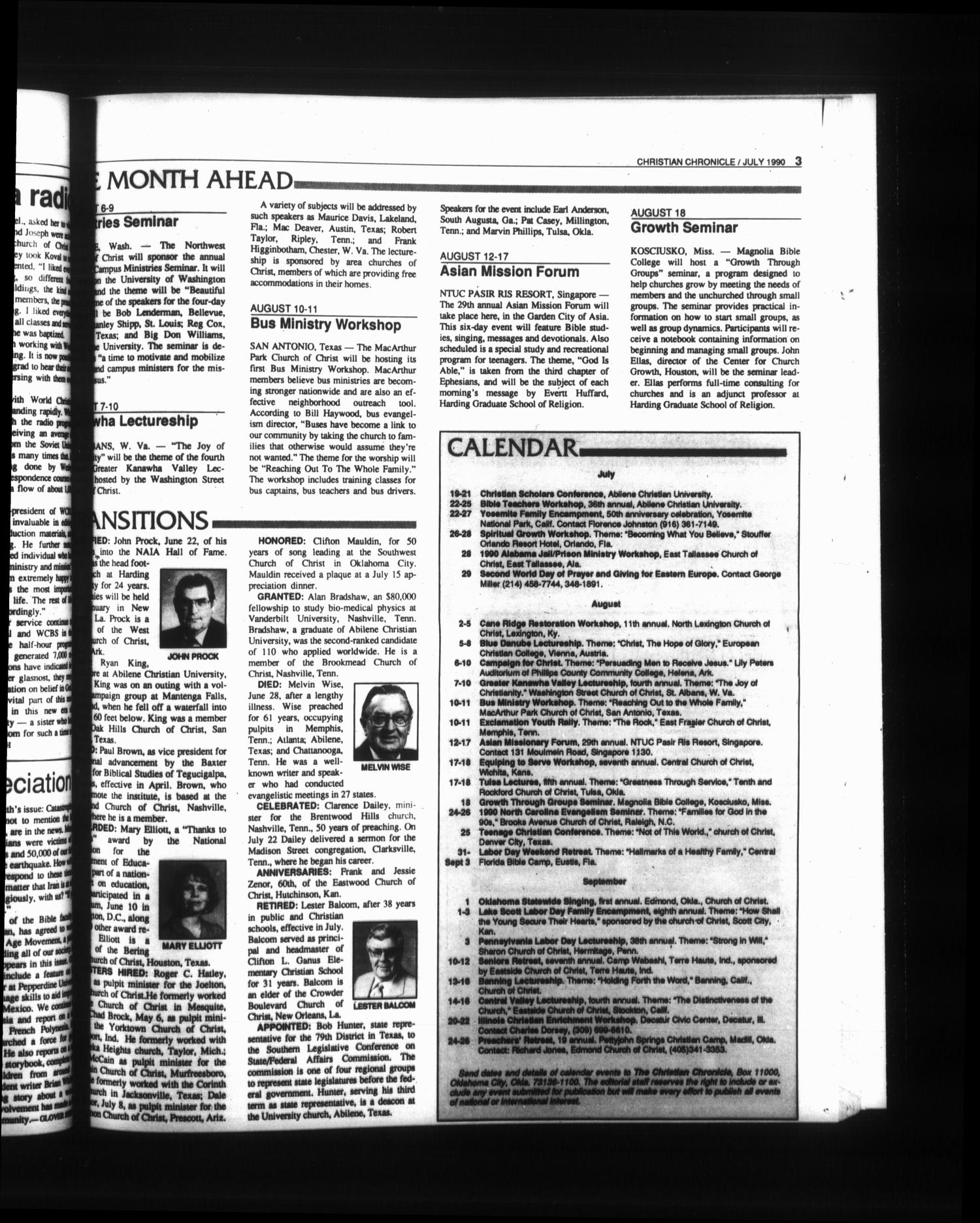 The Christian Chronicle (Oklahoma City, Okla.), Vol. 47, No. 7, Ed. 1 Sunday, July 1, 1990
                                                
                                                    [Sequence #]: 3 of 28
                                                