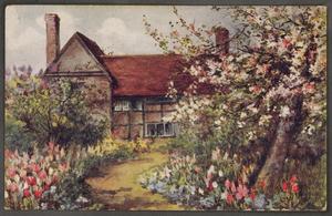 Primary view of object titled '[Postcard of an English Cottage]'.