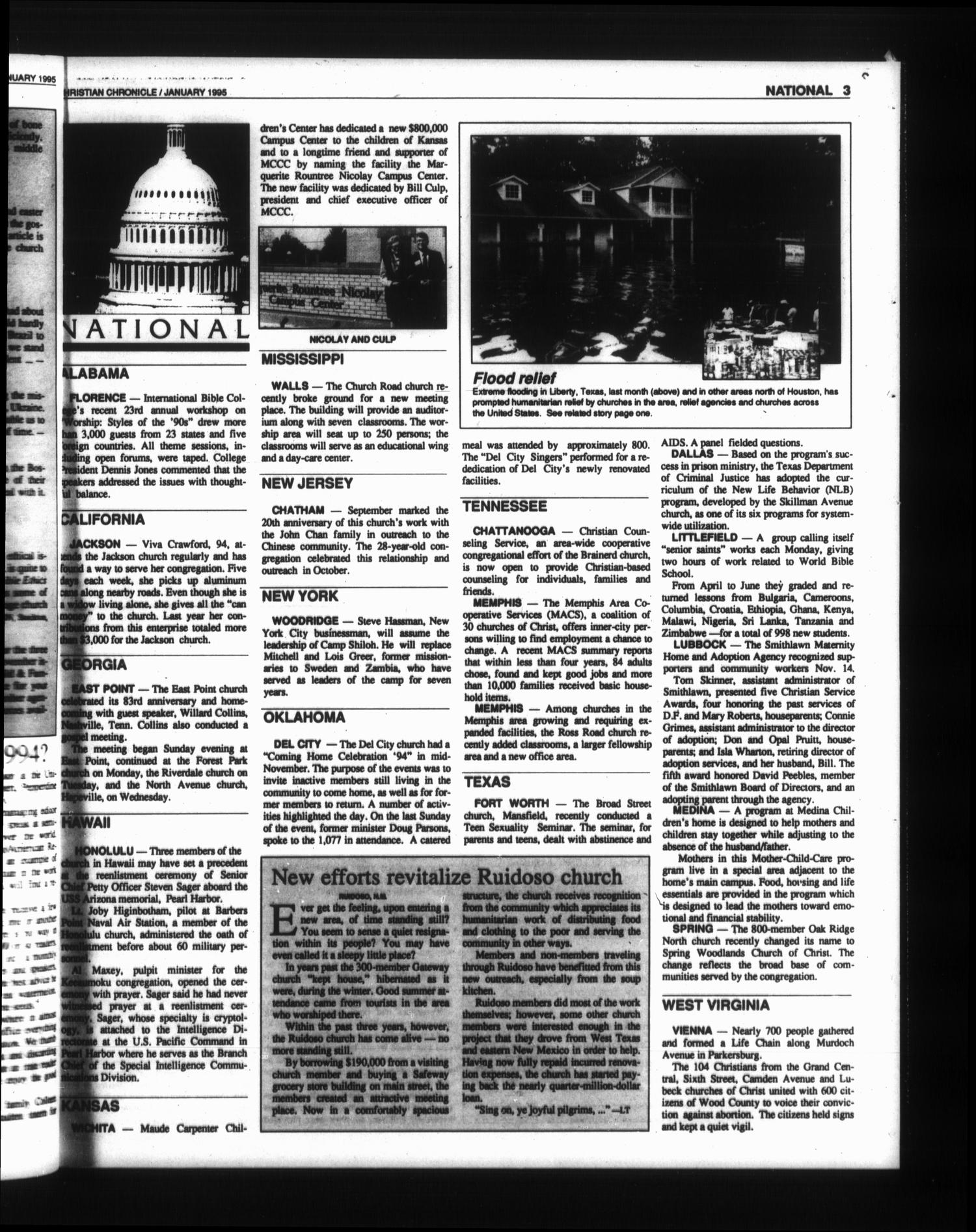 The Christian Chronicle (Oklahoma City, Okla.), Vol. 52, No. 1, Ed. 1 Sunday, January 1, 1995
                                                
                                                    [Sequence #]: 3 of 31
                                                