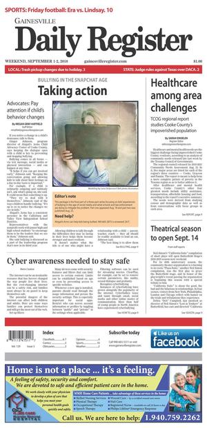 Primary view of Gainesville Daily Register (Gainesville, Tex.), Vol. 129, No. 3, Ed. 1 Saturday, September 1, 2018