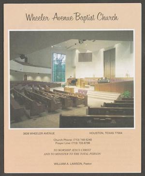 Primary view of object titled '[Wheeler Avenue Baptist Church Bulletin: March 22, 1998]'.