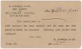Text: [Card dated 1885 acknowledging receipt of an order]