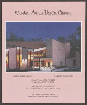Primary view of object titled '[Wheeler Avenue Baptist Church Bulletin: May 20, 2001]'.