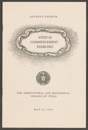 Primary view of object titled '[Graduation Program: Agricultural and Mechanical College of Texas, 1954]'.