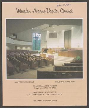 Primary view of object titled '[Wheeler Avenue Baptist Church Bulletin: January 10, 1999]'.