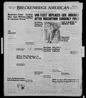Primary view of object titled 'Breckenridge American (Breckenridge, Tex.), Vol. 31, No. 95, Ed. 1 Wednesday, April 11, 1951'.