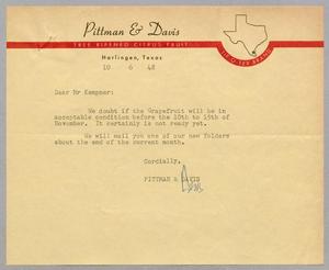Primary view of object titled '[Letter from Pittman & Davis to D. W. Kempner, June 10, 1948]'.