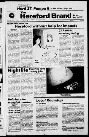 Primary view of object titled 'The Hereford Brand (Hereford, Tex.), Vol. 87, No. 55, Ed. 1 Sunday, September 20, 1987'.