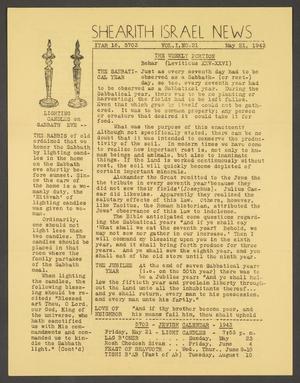 Primary view of object titled 'Shearith Israel News, Volume 1, Number 21, May 1943'.