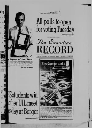Primary view of object titled 'The Canadian Record (Canadian, Tex.), Vol. 86, No. 16, Ed. 1 Thursday, April 17, 1975'.