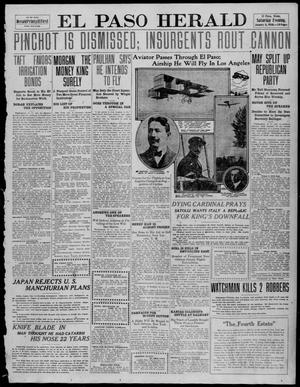 Primary view of object titled 'El Paso Herald (El Paso, Tex.), Ed. 1, Saturday, January 8, 1910'.