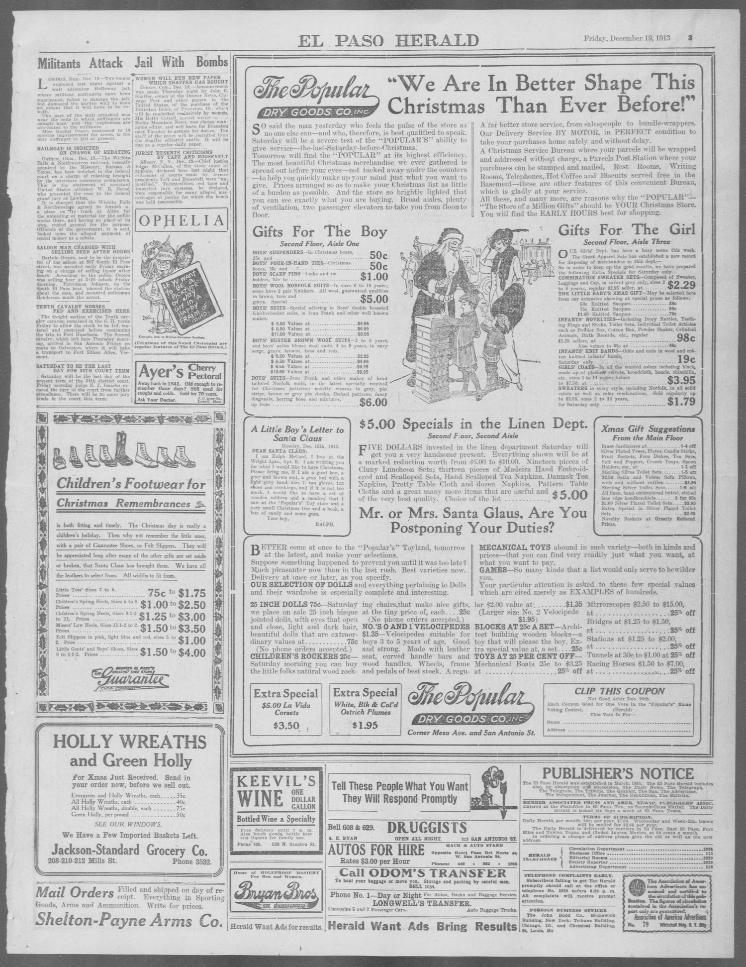 El Paso Herald (El Paso, Tex.), Ed. 1, Friday, December 19, 1913
                                                
                                                    [Sequence #]: 3 of 16
                                                