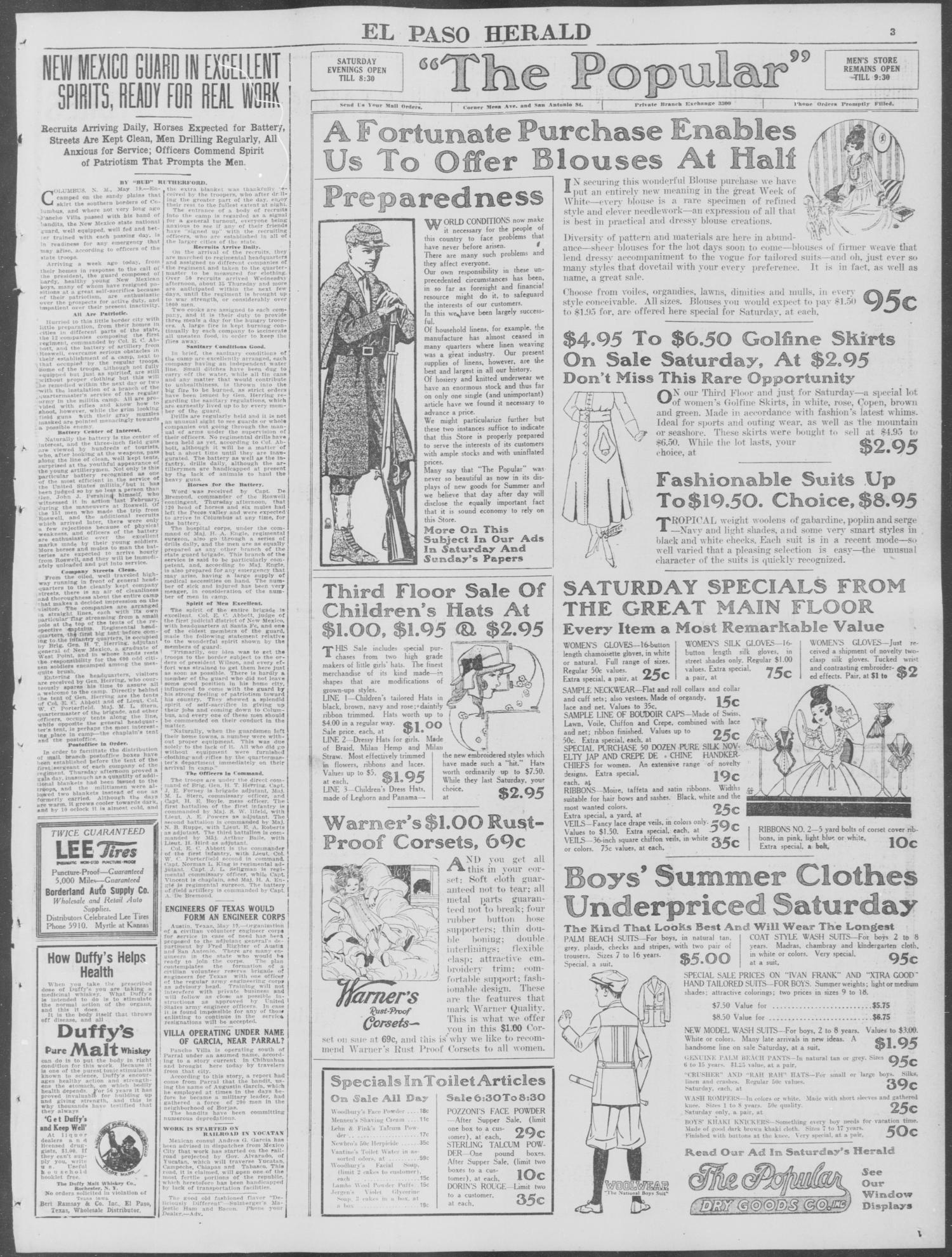 El Paso Herald (El Paso, Tex.), Ed. 1, Friday, May 19, 1916
                                                
                                                    [Sequence #]: 3 of 14
                                                