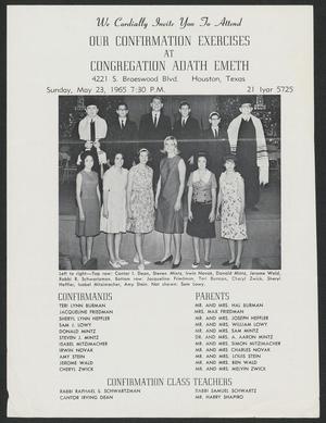 Primary view of object titled '[Program for Congregation Adath Emeth's Confirmation Exercises]'.