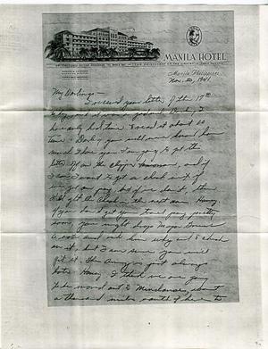 Primary view of object titled '[Letter from George Brundrett to Valree Brundrett, November 30, 1941]'.
