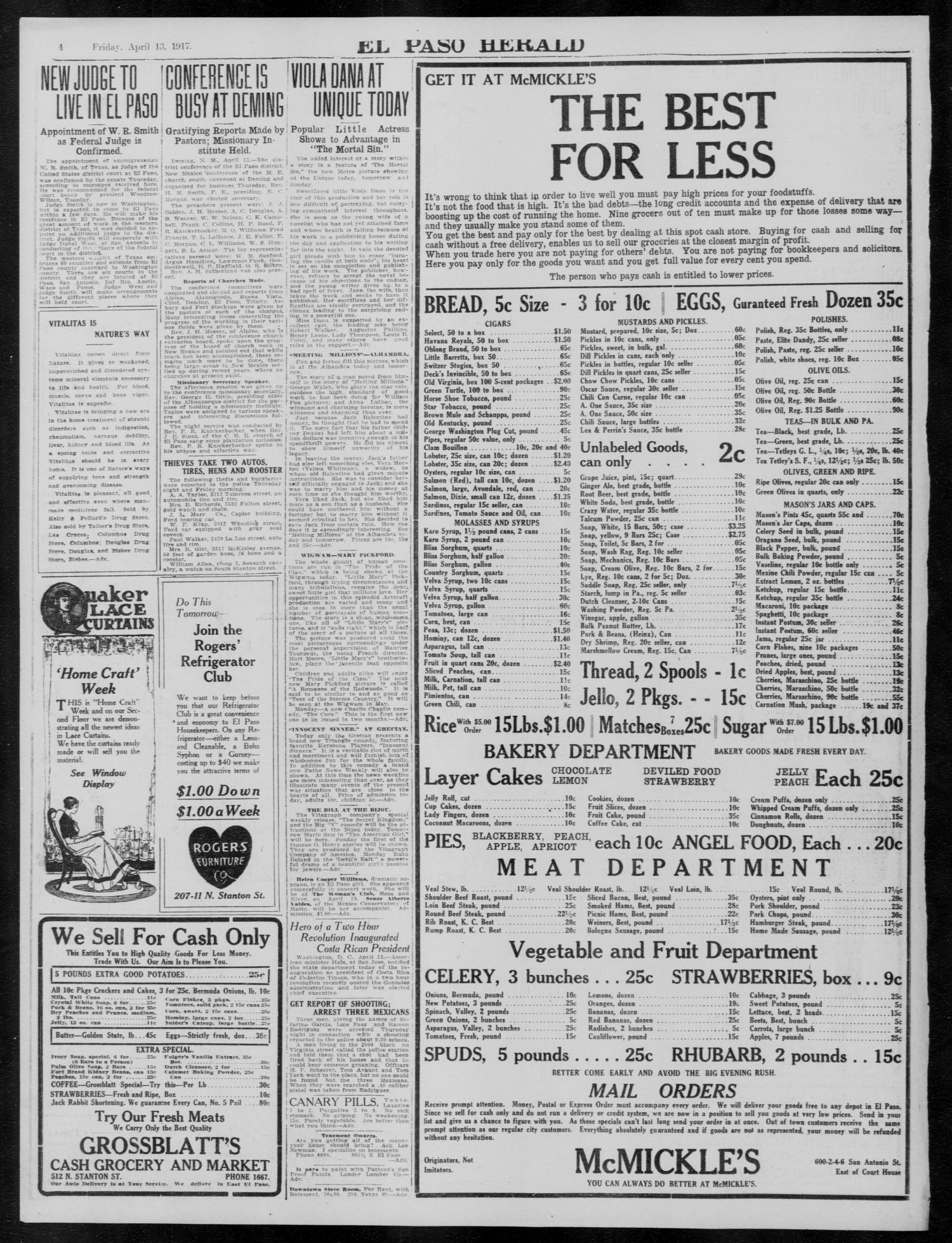 El Paso Herald (El Paso, Tex.), Ed. 1, Friday, April 13, 1917
                                                
                                                    [Sequence #]: 4 of 14
                                                
