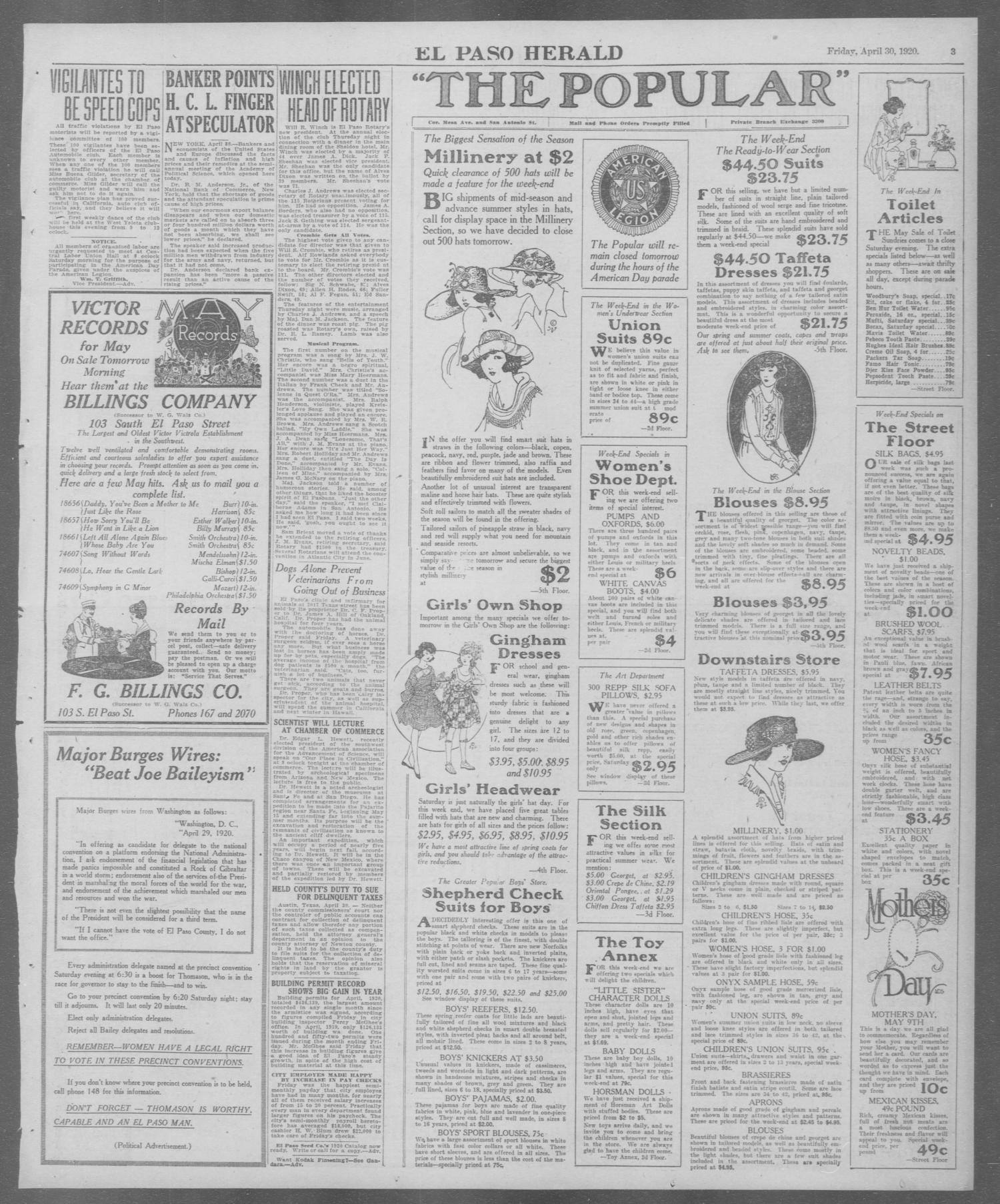 El Paso Herald (El Paso, Tex.), Ed. 1, Friday, April 30, 1920
                                                
                                                    [Sequence #]: 3 of 16
                                                