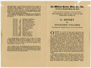 Primary view of object titled 'Advertisement for "O. Henry in Fourteen Volumes"'.