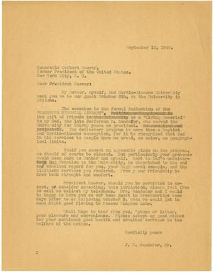 Primary view of object titled '[Letter from J. D. Sandefer, Jr. to President Herbert Hoover - September 13, 1949]'.