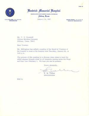Primary view of object titled '[Letter from E. M. Collier to T. N. Carswell - January 19, 1967]'.