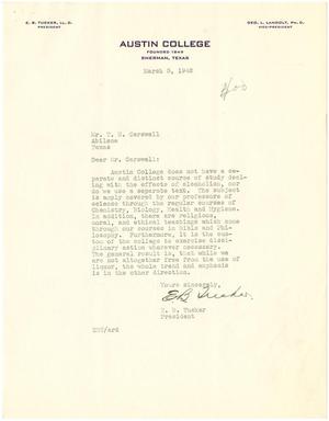 Primary view of object titled '[Letter from E. B. Tucker to T. N. Carswell - March 5, 1942]'.