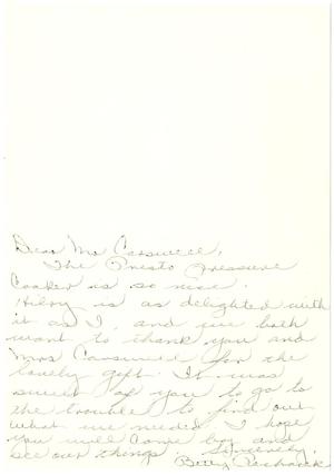 Primary view of object titled '[Letter from Betty Pechacek to T. N. Carswell]'.