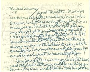 [Letter from Sarah Anna Simmons Crane to T. N. Carswell - 1962]
