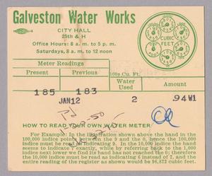Primary view of object titled 'Galveston Water Works Monthly Statement (2524 O 1/2): January 1950'.