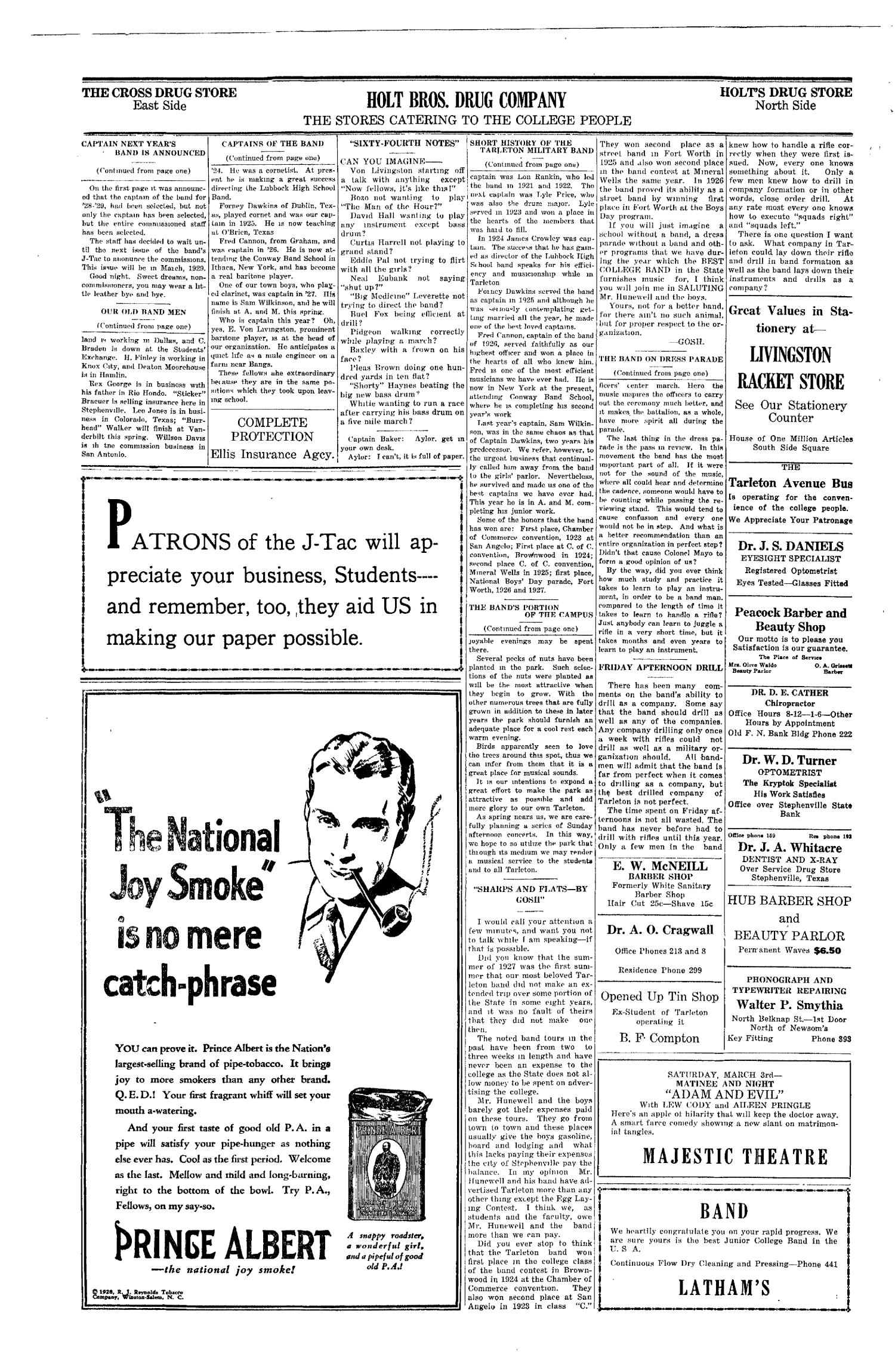 The J-TAC (Stephenville, Tex.), Vol. 8, No. 23, Ed. 1 Friday, March 2, 1928
                                                
                                                    [Sequence #]: 4 of 4
                                                