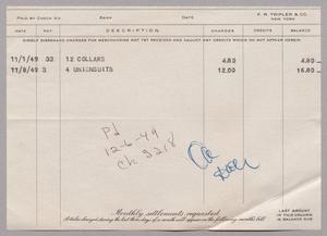 Primary view of object titled '[Invoice for collars and union suits]'.