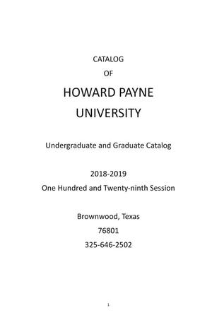 Catalog of Howard Payne University, 2018-2019